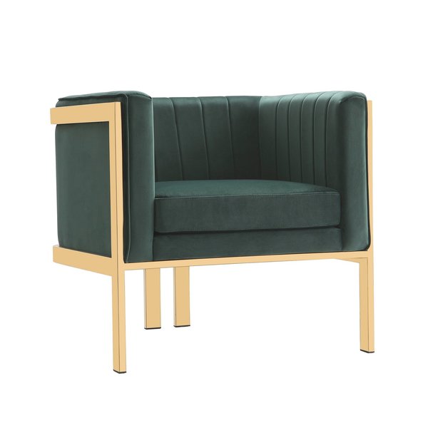 Manhattan Comfort Paramount Accent Armchair in Forest Green and Polished Brass AC053-GR